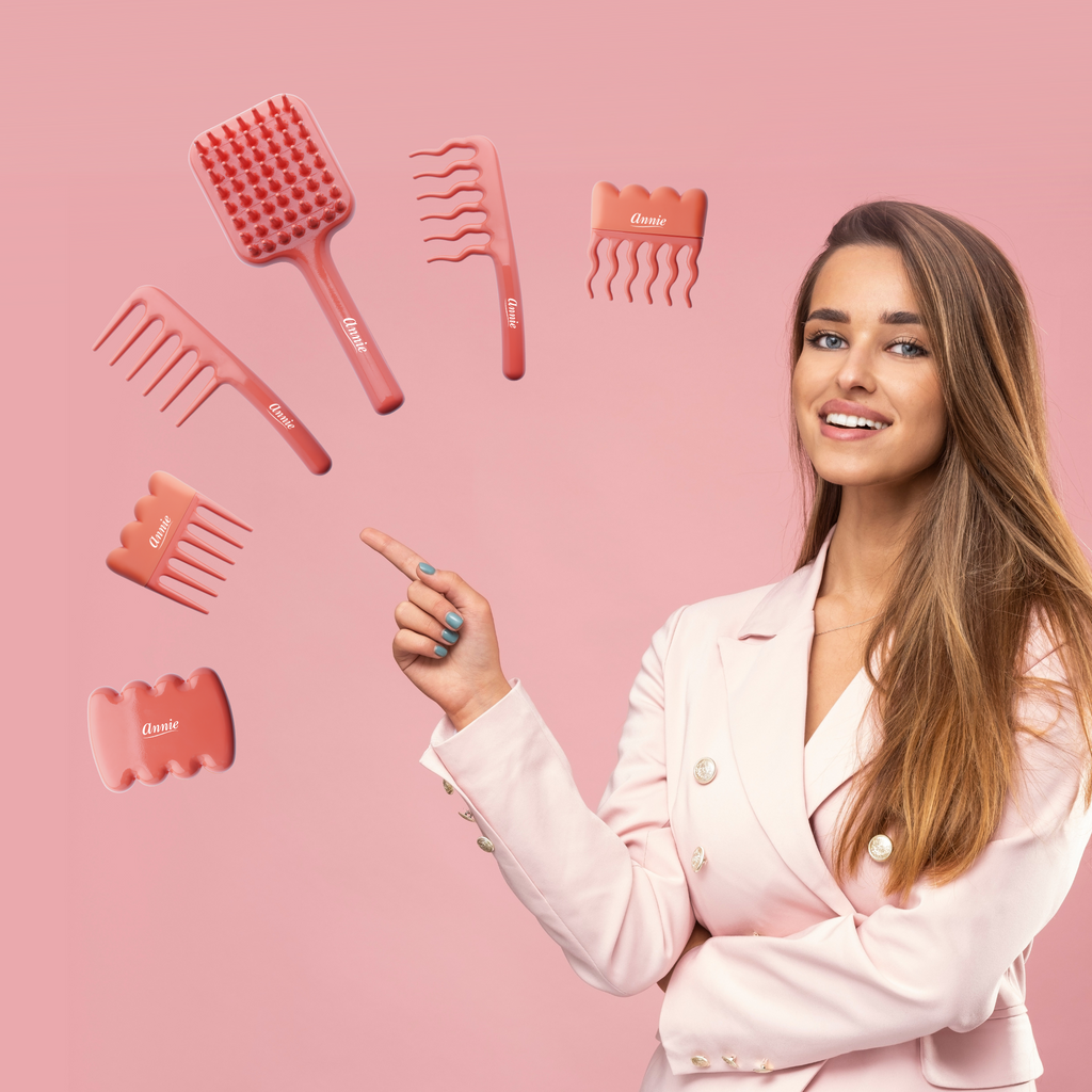 Annie Effortless Detangler Wavy Comb, 1 Count, Orange