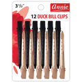 Annie Duck Bill Metal Hair Clips 3 1/2 Inch, 12 Count, Black & Gold