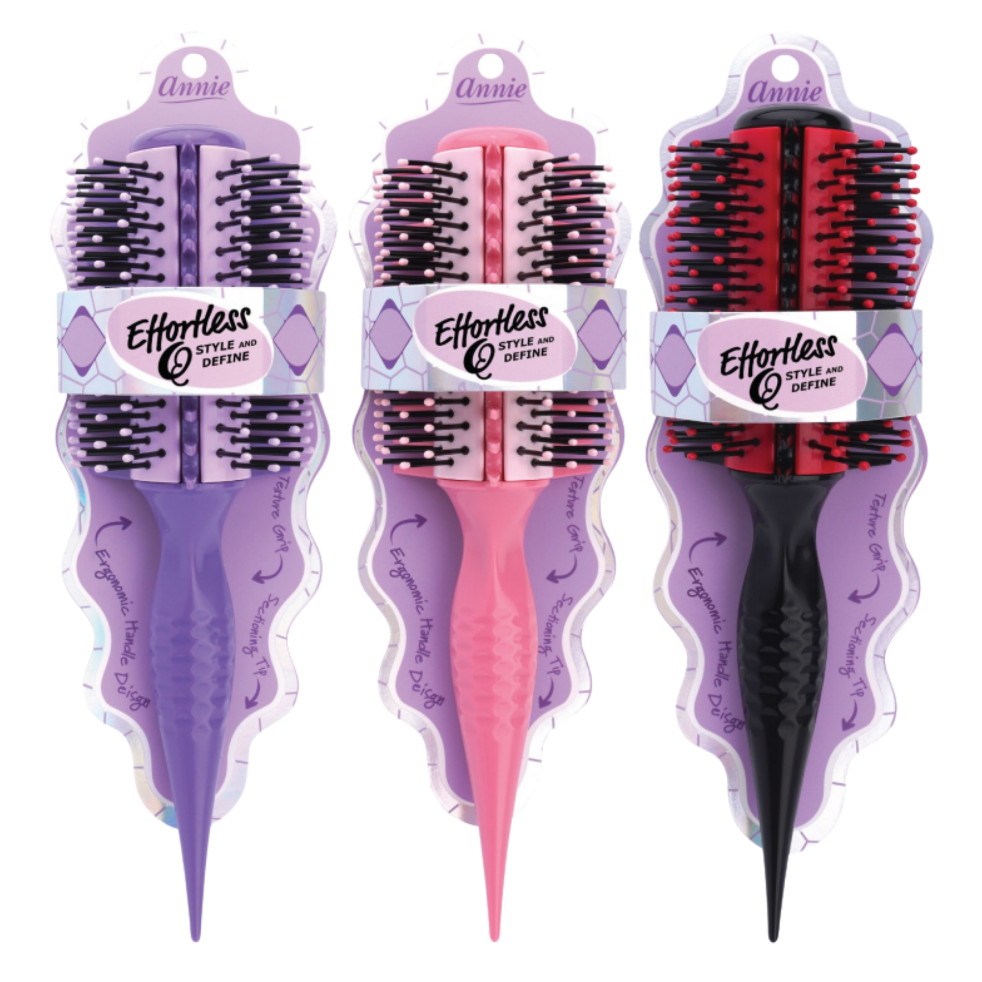 Annie Effortless Q Style & Define Brush Reinforced Bristles, 1 Count, Assorted Colors
