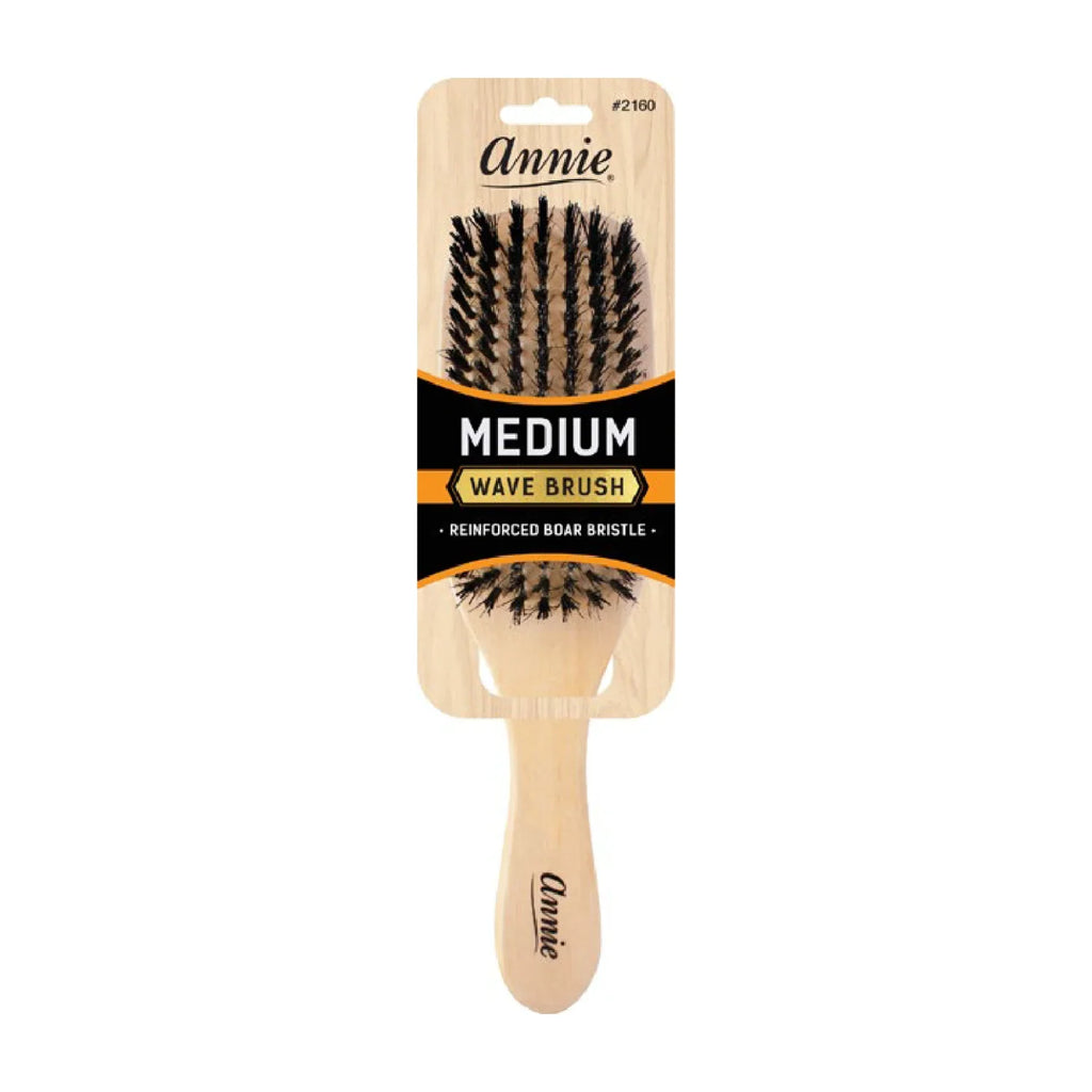 Annie Medium Wooden Wave Brush Boar & Nylon Bristle, 1 Count, Light Brown