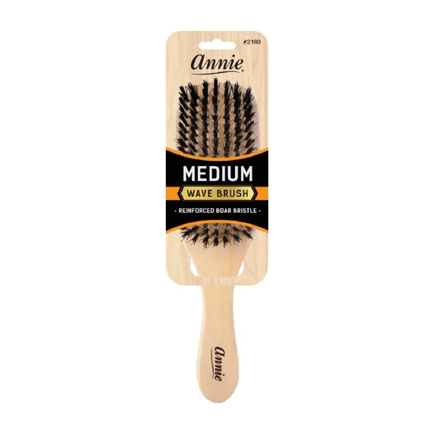 Annie Medium Wooden Wave Brush Boar & Nylon Bristle, 1 Count, Light Brown