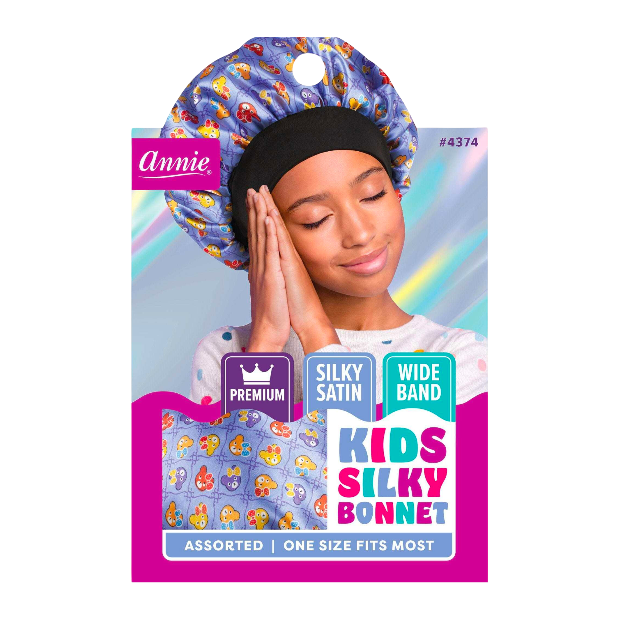 Annie Premium Kids Silky Wide Edge Bonnet Dual Layer, 1 Count, Assorted