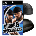 Mr. Durag Silky Durag And Stocking Cap, 2 Count, Black