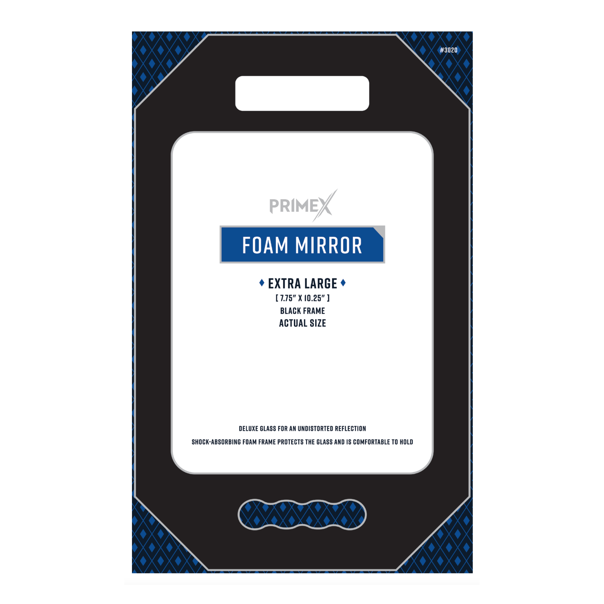 PrimeX Foam Barber Mirror Rectangle X-Large 10.75 Inch, 1 Count, Black