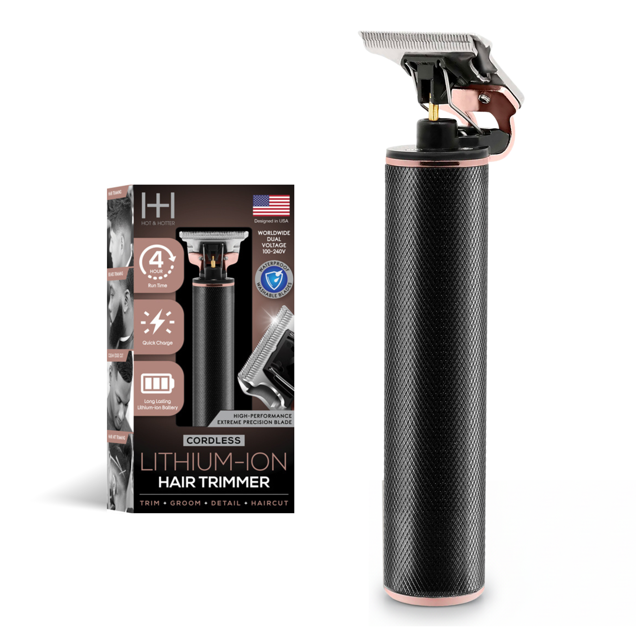 Hot & Hotter Cordless Lithium-Ion Hair Trimmer, 1 Count, Black