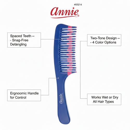 Annie Detangler Comb Two-Tone, 1 Count, Assorted Color