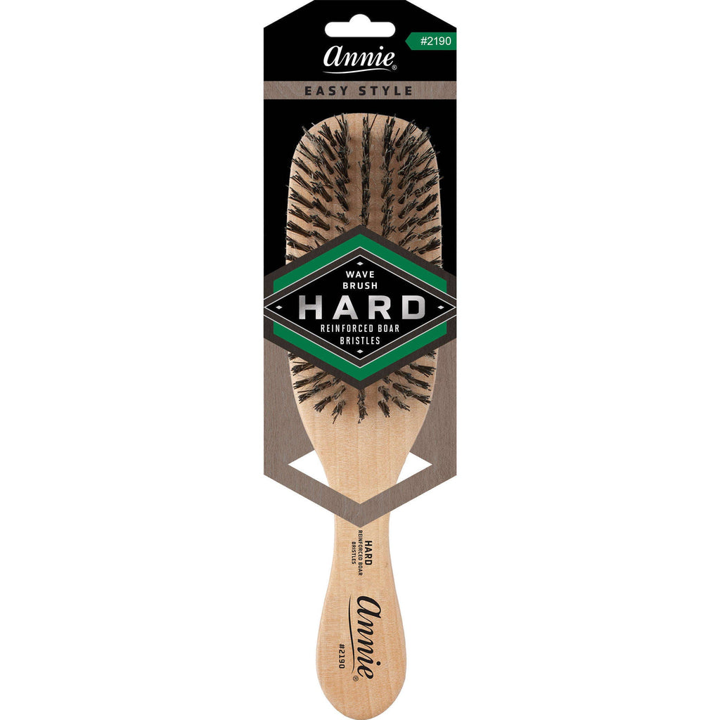 Annie Easy Style Hard Wave Brush Boar & Nylon Bristle, 1 Count, Light Brown