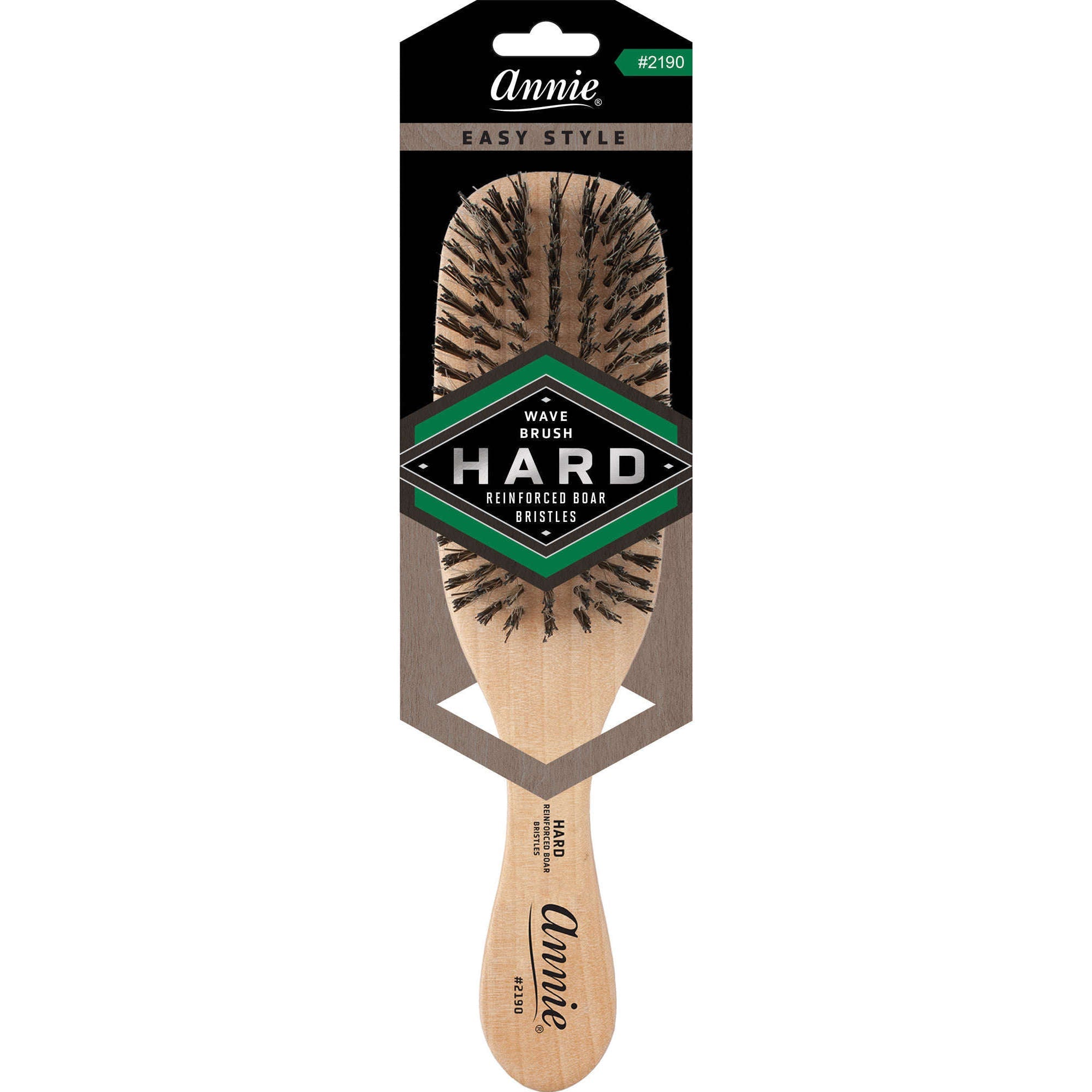 Annie Easy Style Hard Wave Brush Boar & Nylon Bristle, 1 Count, Light Brown