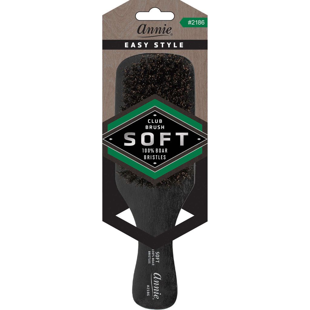 Annie Easy Style Soft Club Brush, 100% Boar Bristle, Black