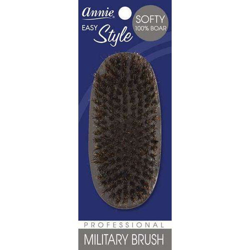 Annie Easy Style Soft Military Brush, 100% Boar Bristle, Black