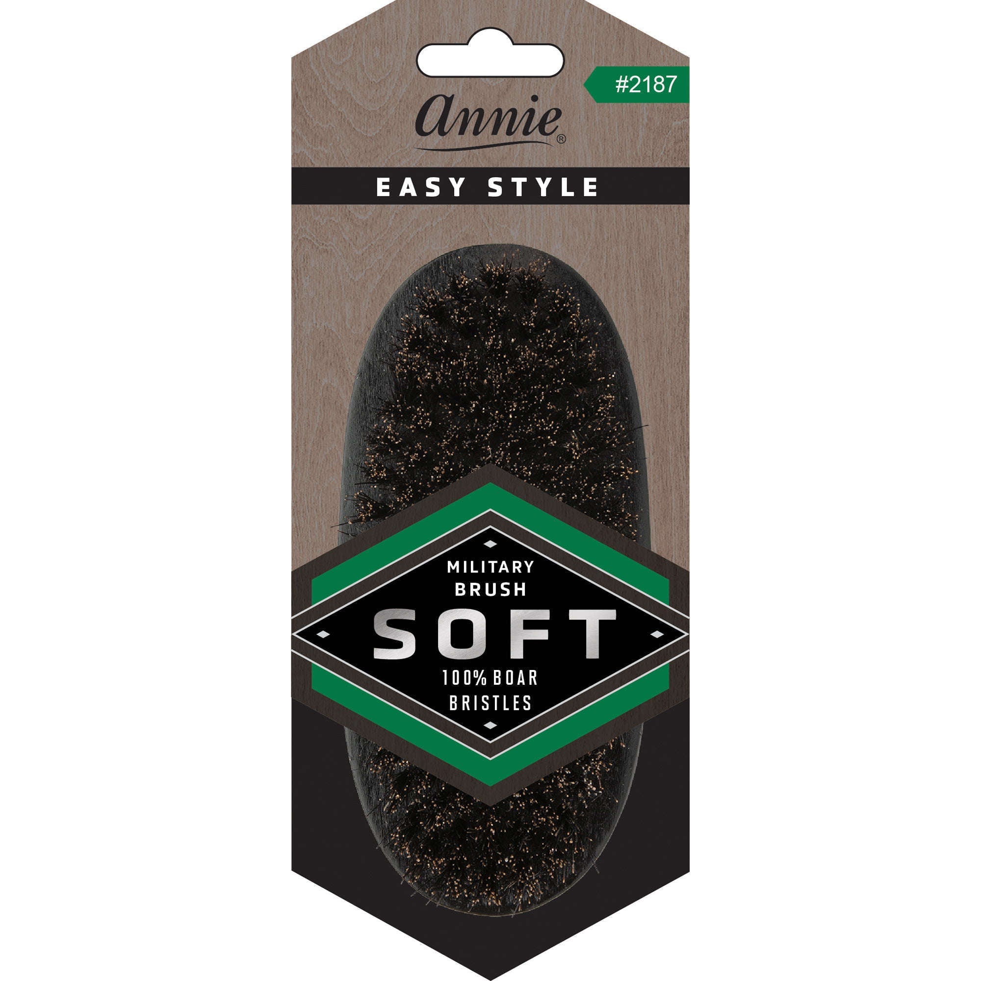 Annie Easy Style Soft Military Brush, 100% Boar Bristle, Black