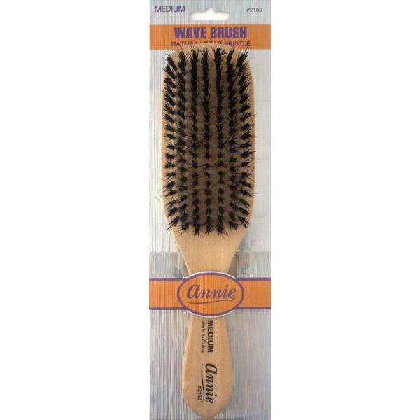 Annie Medium Wooden Wave Brush Boar & Nylon Bristle, 1 Count, Light Brown