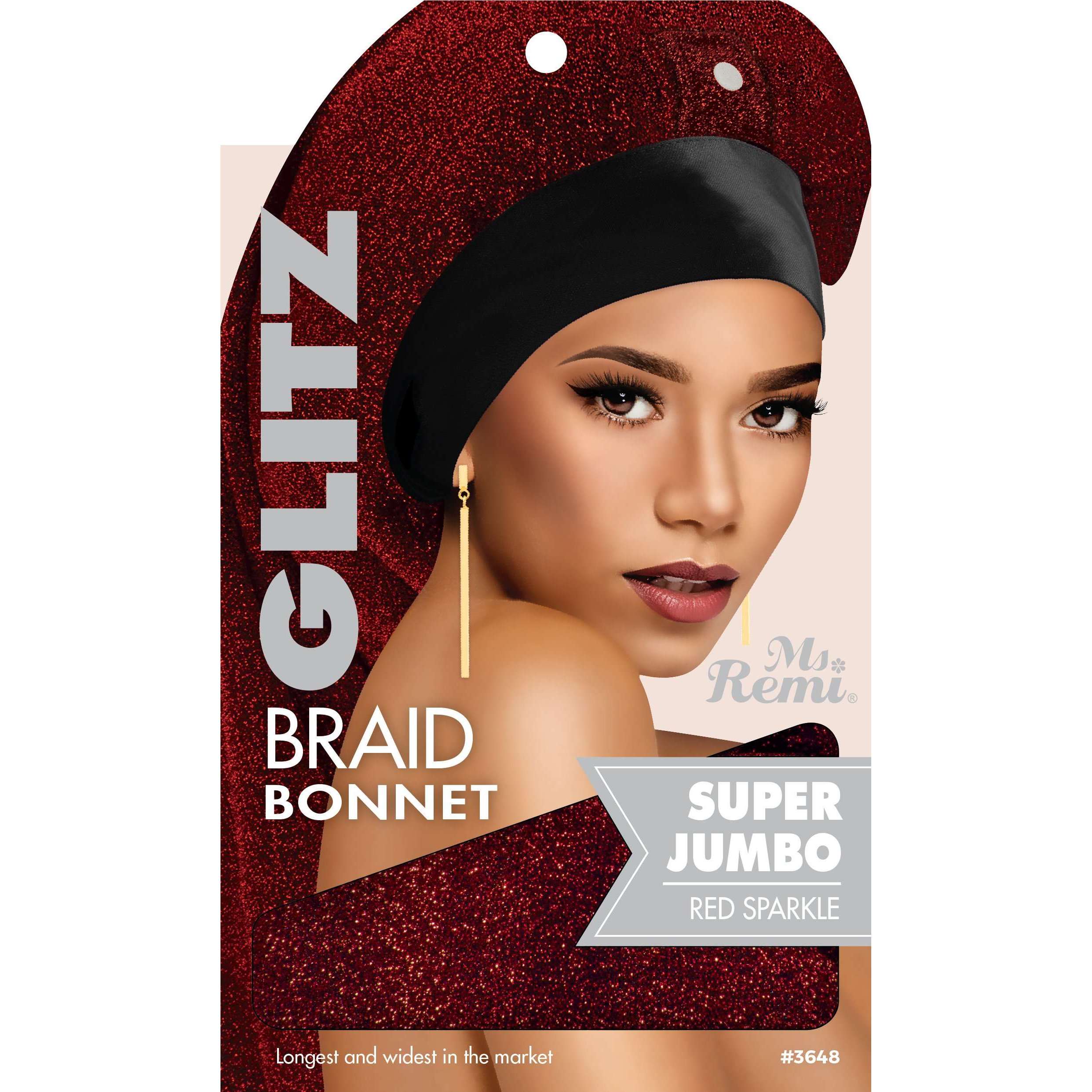 Ms. Remi Glitz Braid Bonnet Super Jumbo, 1 Count, Assorted Colors